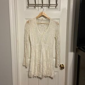 Free People White Lace Mini Dress